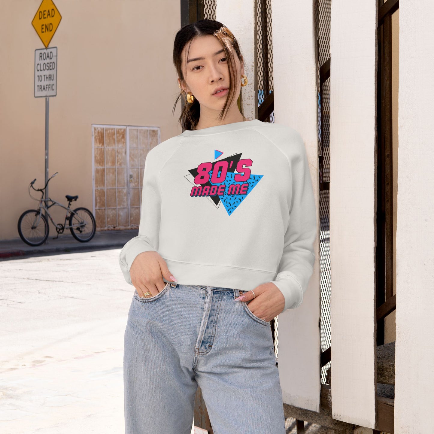 Retro 80's Cropped Fleece Pullover - Made for Nostalgia