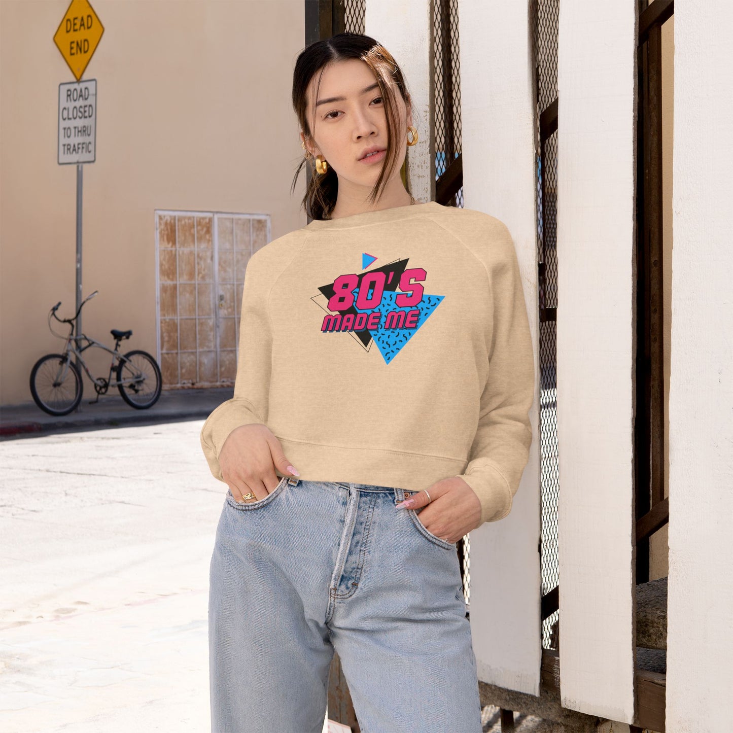 Retro 80's Cropped Fleece Pullover - Made for Nostalgia